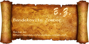 Bendekovits Zombor névjegykártya